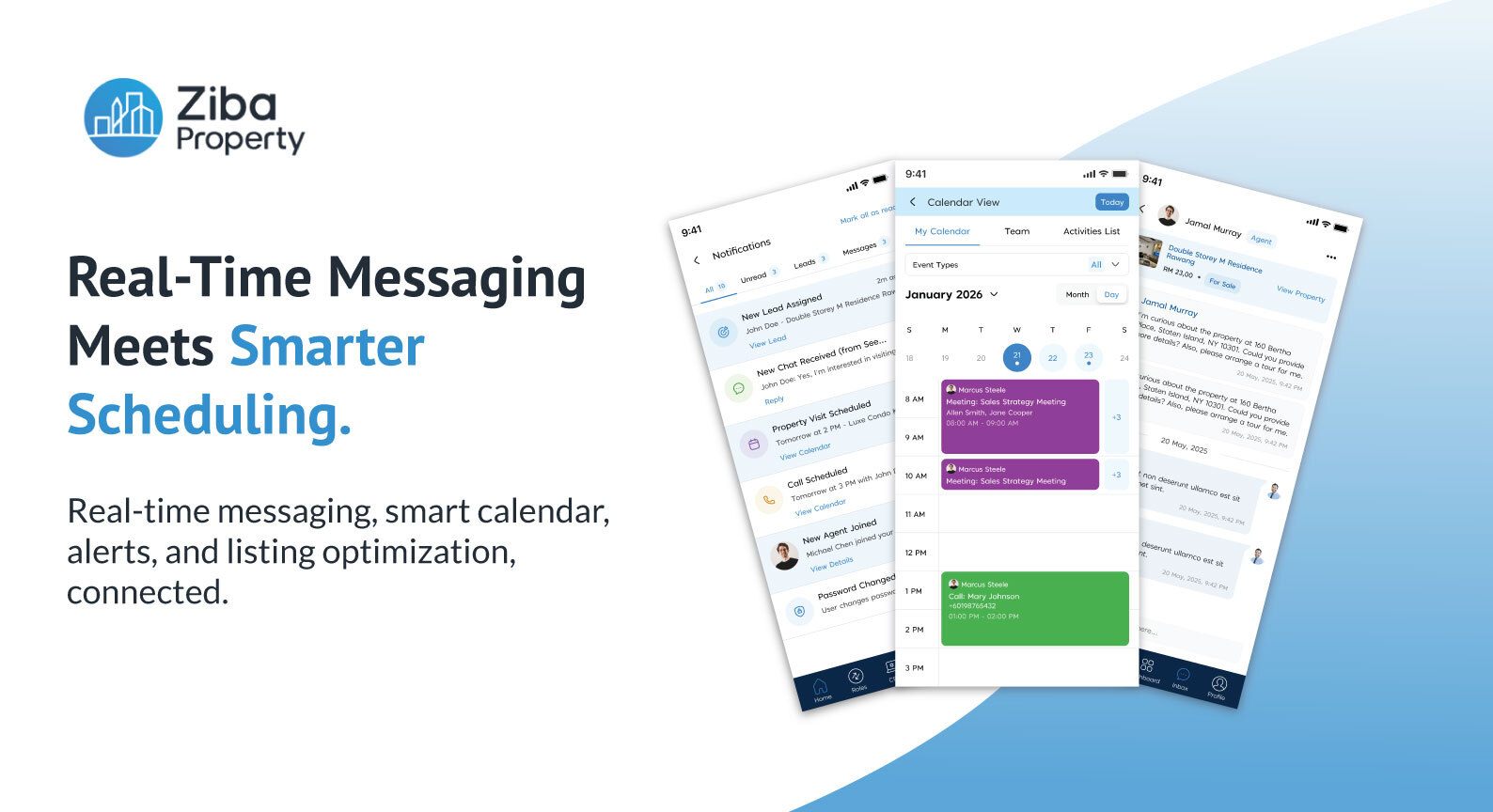 Ziba Property App Adds Real-Time Messaging, Smart Calendar, and Deep-Linked Notifications